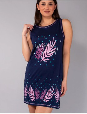 Короткая сорочка из хлопка Sielei FASHION SUMMER SU42 blu, Цвет: blu (синий), Размеры: L