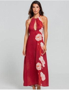 Длинное пляжное платье Cosita Linda CLC26016 MAJESTIC POPPY, Цвет: терракотовый, Размеры: L