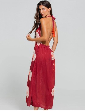 Длинное пляжное платье Cosita Linda CLC26016 MAJESTIC POPPY, Цвет: терракотовый, Размеры: L, изображение 2