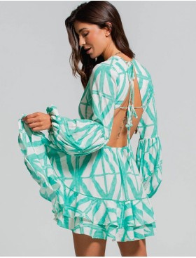 Короткое пляжное платье Cosita Linda CLC26059 MAYAN SHADES, Цвет: бирюзовый, Размеры: L, изображение 3