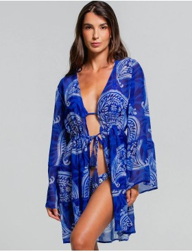 Короткий пляжный халат Cosita Linda CLC26079 MEXICAN BLAZE, Цвет: синий, Размеры: L