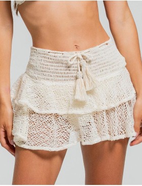 Короткая пляжная юбка Cosita Linda CLC26120 ETHEREAL NATURE, Цвет: молочный, Размеры: M