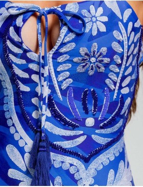 Слитный купальник с вырезом на шнуровке Cosita Linda CLM26077 MEXICAN BLAZE, Цвет: синий, Размеры: M, изображение 5