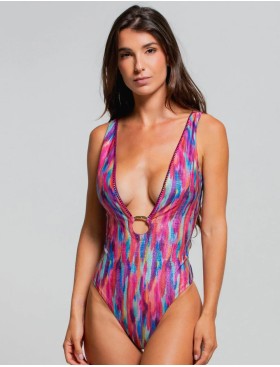 Слитный купальник с глубоким вырезом Cosita Linda CLM26096 EXOTIC SHADE, Цвет: мульти, Размеры: M