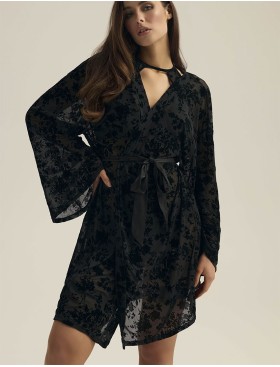 Кружевной пеньюар Esotiq ZEQUINE 44179 черный, Цвет: черный, Размеры: L/XL