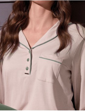 Пижама лонгслив с брюками Lormar TODAY 654099LU champagne/oliva, Цвет: champagne/oliva (беж/оливковый), Размеры: 2XL, изображение 2