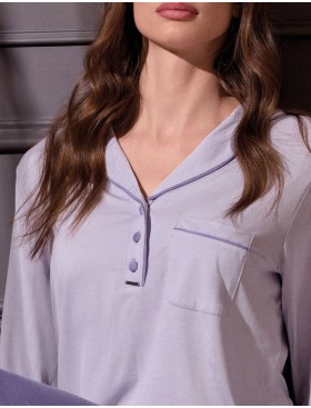 Пижама лонгслив с брюками Lormar TODAY 654099LU violette/glicine, Цвет: violette/glicine (фиолетовый), Размеры: 2XL, изображение 2