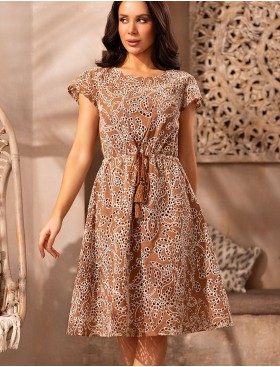 Платье из вышивного хлопка Mia-Amore BARBADOS 6001, Цвет: капучино, Размеры: S/M