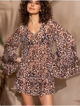 Короткая принтованная туника Mia-Amore EVERLY 2380, Цвет: коричневый, Размеры: S/M