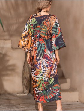 Длинный пляжный халат Mia-Amore COLIBRI 5689, Цвет: мультицвет, Размеры: L/XL, изображение 2