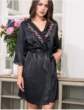 Шелковый халат Mia-Amore VALENSIA 3263 черный, Цвет: черный, Размеры: L/XL, изображение 5