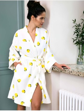 Банный халат из хлопка Sensis LEMONS, Цвет: белый, Размеры: S/M