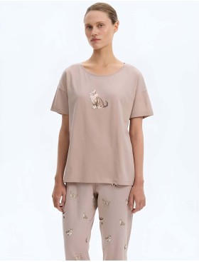 Хлопковая пижама Very Neat КОШКИ Е20230 капучино, Цвет: капучино, Размеры: S