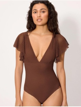 Ажурный купальник с глубоким вырезом Ysabel Mora SAND 83187 коричневый, Цвет: коричневый, Размеры: 85B