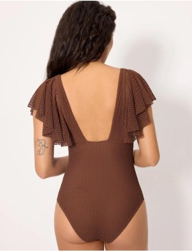 Ажурный купальник с глубоким вырезом Ysabel Mora SAND 83187 коричневый, Цвет: коричневый, Размеры: 85B, изображение 2