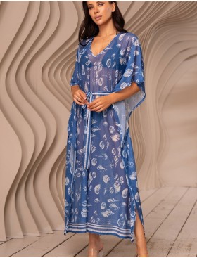 Свободная пляжная туника Mia-Amore UNDINA 2404, Цвет: синий, Размеры: 4XL/5XL, изображение 3