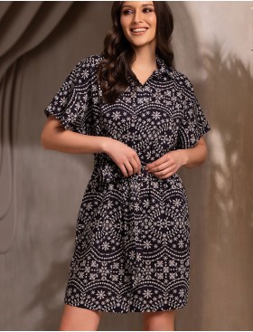 Короткое платье-рубашка Mia-Amore MACARENA 5691, Цвет: темно-синий, Размеры: L