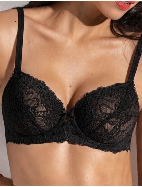 Кружевной бюстгальтер на косточках Sielei ALLURE 2672 nero, Цвет: nero (черный), Размеры: 75D