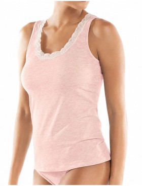 Хлопковая майка с кружевом Sielei NATURAL COTTON 1434 rosa melange, Цвет: rosa melange (розовый), Размеры: XS