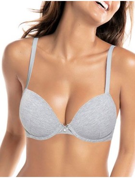 Хлопковый бюстгальтер пуш-ап Sielei NATURAL COTTON 1444 grigio melange, Цвет: grigio melange (серый), Размеры: 75B