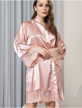 Шелковый халат кимоно Mia-Amore ANABELLA 4823 пудра, Цвет: пудра, Размеры: 2XL/3XL