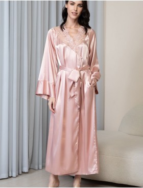 Длинный запашной халат Mia-Amore ANABELLA 4829 пудра, Цвет: пудра, Размеры: 2XL/3XL, изображение 4