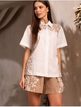 Комплект рубашка с шортами Mia-Amore DORA 5815, Цвет: бежевый, Размеры: 2XL