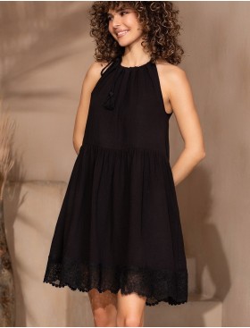 Короткий сарафан из муслина Mia-Amore LARNACA 5750 черный, Цвет: черный, Размеры: XL