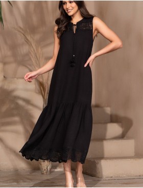Длинный сарафан из муслина Mia-Amore LARNACA 5754 черный, Цвет: черный, Размеры: 3XL