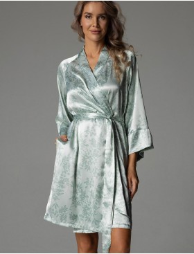 Шелковый короткий халат Mia-Amore TIFFANY 4913, Цвет: мятный, Размеры: 2XL/3XL