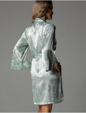 Шелковый короткий халат Mia-Amore TIFFANY 4913, Цвет: мятный, Размеры: 2XL/3XL, изображение 2