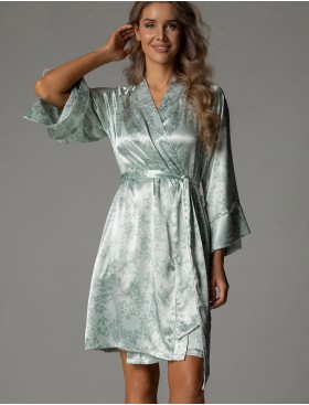 Шелковый короткий халат Mia-Amore TIFFANY 4913, Цвет: мятный, Размеры: 2XL/3XL, изображение 4