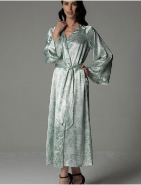 Шелковый длинный халат Mia-Amore TIFFANY 4919, Цвет: мятный, Размеры: 2XL/3XL