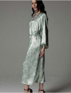 Шелковый длинный халат Mia-Amore TIFFANY 4919, Цвет: мятный, Размеры: 2XL/3XL, изображение 3