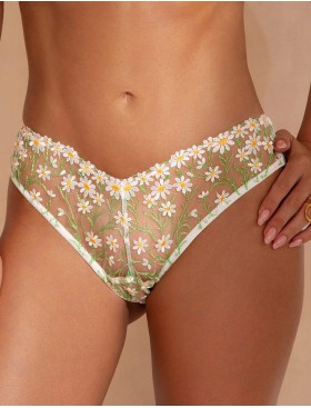 Трусики бразилиана Kinga SUMMER MUSE 1258/2-B, Цвет: белый+зеленый, Размеры: S