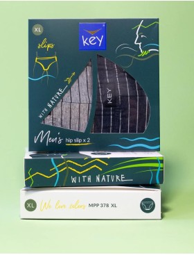 Мужские слипы 2 шт. в упаковке Key MPP 378 синий + серый, Цвет: синий + серый, Размеры: L, изображение 3