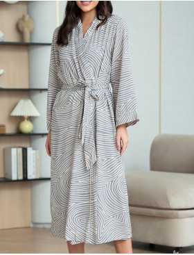 Запашной домашний халат Mia-Amore ALMA 5879, Цвет: серый, Размеры: 2XL/3XL, изображение 4