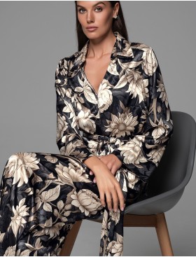 Черная пижама с цветами Mia-Amore DENISA 4866, Цвет: мультицвет, Размеры: 2XL