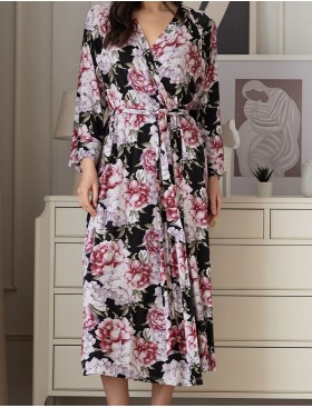 Длинный трикотажный халат Mia-Amore ABBEY 5559 черный, Цвет: черный, Размеры: S/M, изображение 4