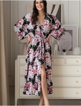 Длинный трикотажный халат Mia-Amore ABBEY 5559 черный, Цвет: черный, Размеры: S/M