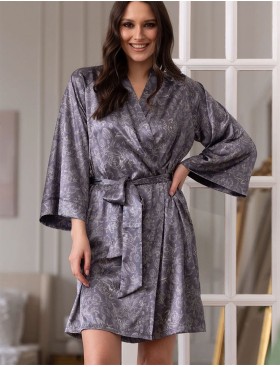 Короткий запашной халат Mia-Amore DIORA 4993 графит, Цвет: графит, Размеры: S/M