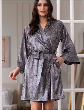 Короткий запашной халат Mia-Amore DIORA 4993 графит, Цвет: графит, Размеры: S/M, изображение 3