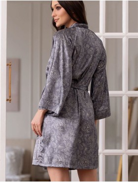 Короткий запашной халат Mia-Amore DIORA 4993 графит, Цвет: графит, Размеры: S/M, изображение 2