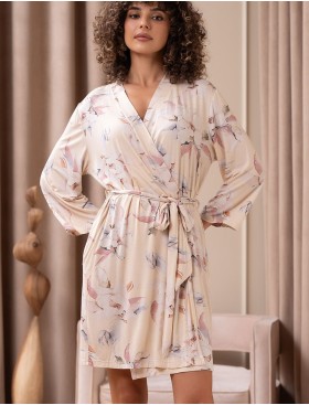 Короткий запашной халат Mia-Amore NYMPHEA 5843, Цвет: пастельный, Размеры: 2XL/3XL