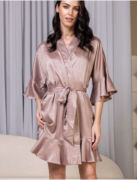 Халат с декоративными воланами Mia-Amore FLORENCE 2353, Цвет: карамель, Размеры: 2XL/3XL, изображение 3