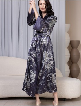 Длинный запашной халат Mia-Amore JULIET 4909 черника, Цвет: черника, Размеры: 2XL/3XL, изображение 4