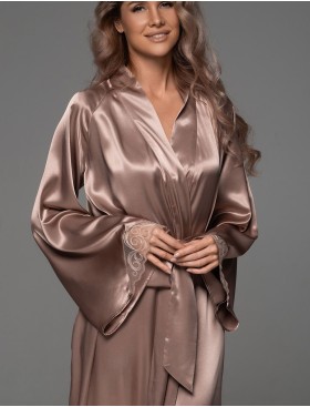 Длинный шелковый халат Mia-Amore LEONARDO 4669 какао, Цвет: какао, Размеры: 2XL/3XL, изображение 2