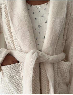 Тёплый халат Aruelle ALESSA, Цвет: кремовый, Размеры: S, изображение 4