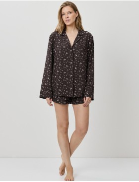 Пижама из вискозы с шортами Aruelle ARYA, Цвет: коричневый, Размеры: XS, изображение 4