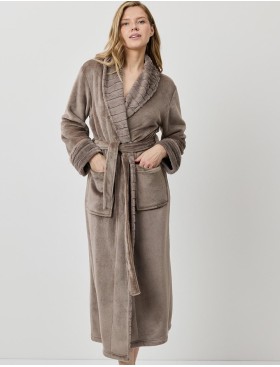 Длинный тёплый халат Aruelle DEMI TAUPE, Цвет: тауп, Размеры: L, изображение 2